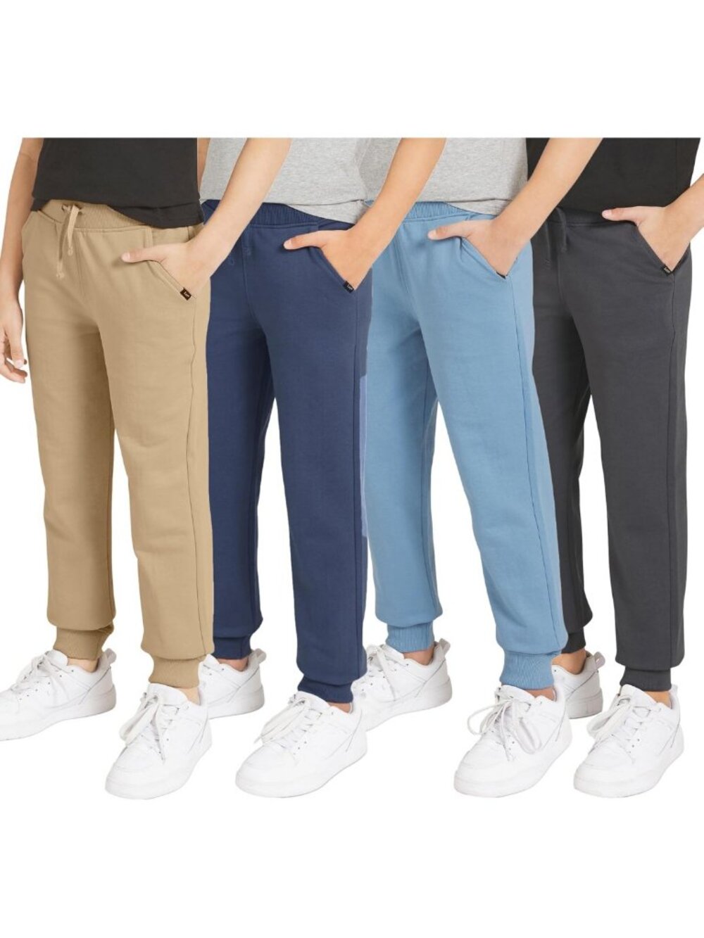 Cozy Kids' 4 Pack Midweight Fleece Jogger Pants - Soft Sweatpants for Boys
